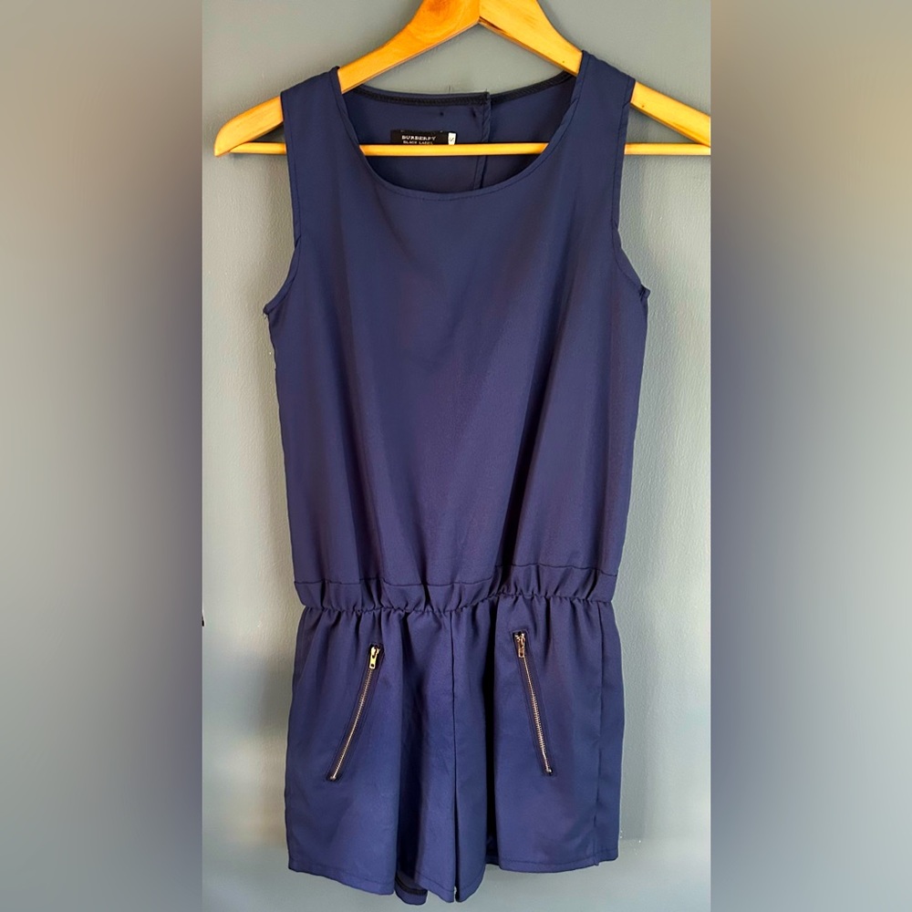 Burberry Black label dark blue romper in excellent condition.
